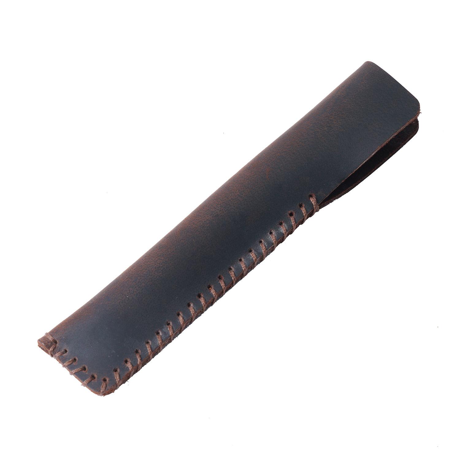 Custom Hand-Crafted Cowhide Leather Pencil Case Top Layer Pen Organizer for Boy or Girl Utiles Escolares