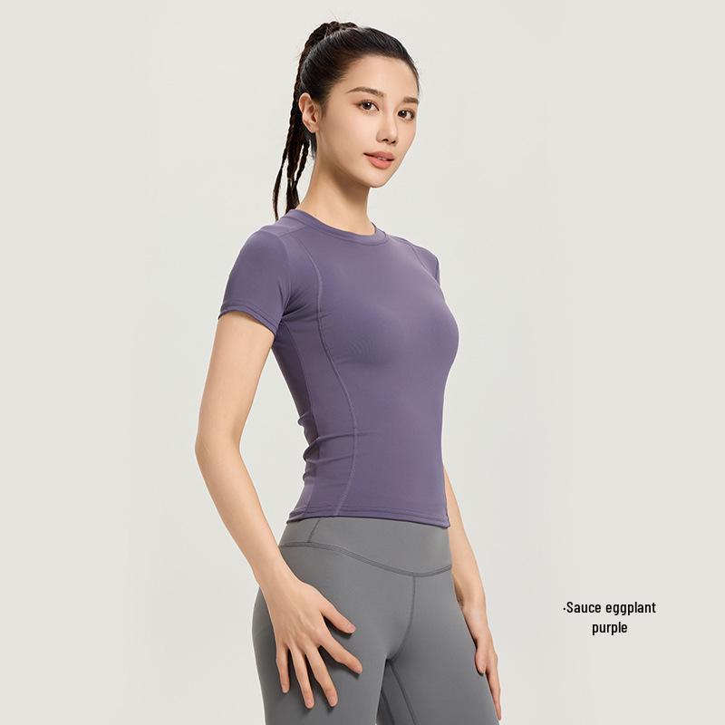 

Женский быстросохнущий утягивающий топ для йоги и бега Lulu - Спортивная одежда для фитнеса с короткими рукавами Small