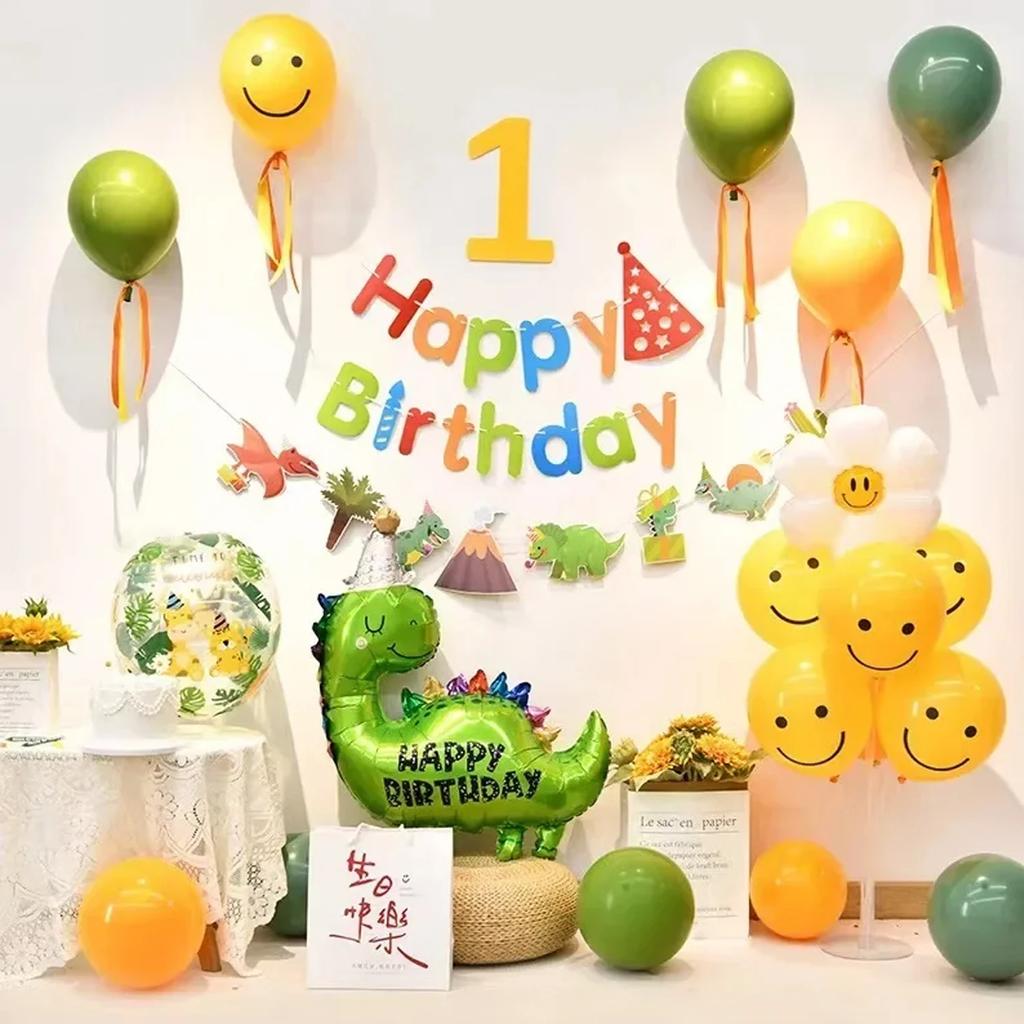 Cute Dinosaur Birthday Aluminium Foil Balloon for Cartoon Animals Themed for Kid Party Decor Festival Activities DIY Accessories