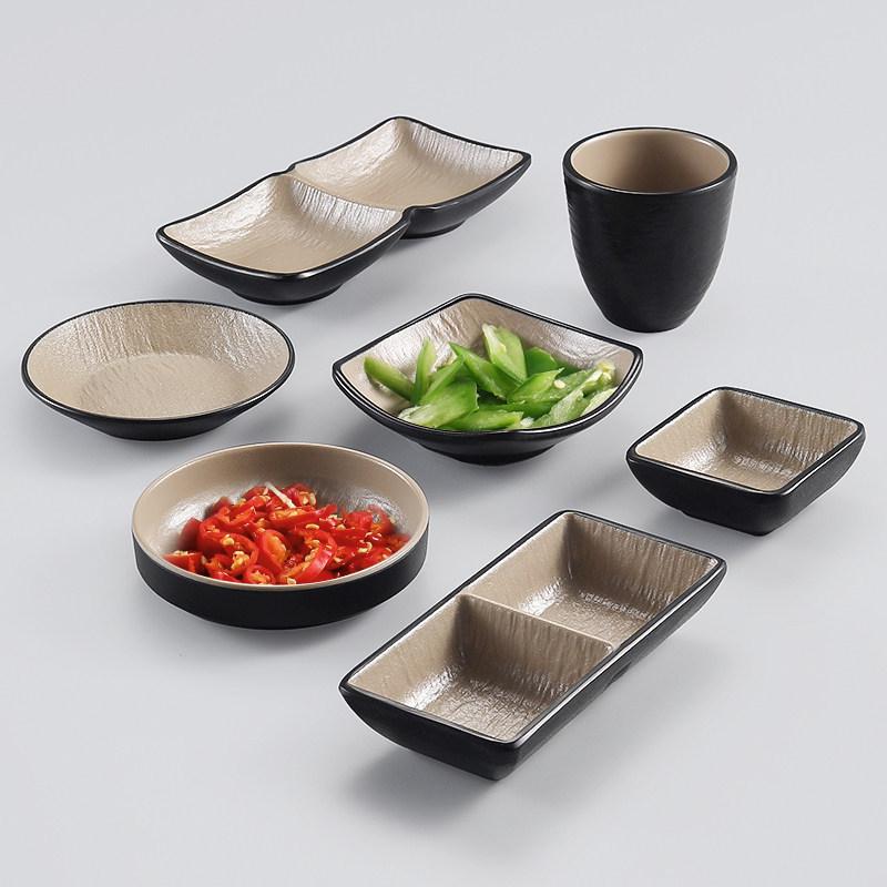 Japanese Melamine Hot Pot Sauce Dish with Two or Three Compartments for Seasoning and Snacks