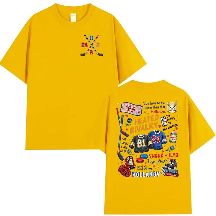 Heated Rivalry Print Graphic T Shirts Movie Shane Hollander 24 Ilya Rozanov 81 Vintage 100 Cotton Tshirt Men Women Fans Tops