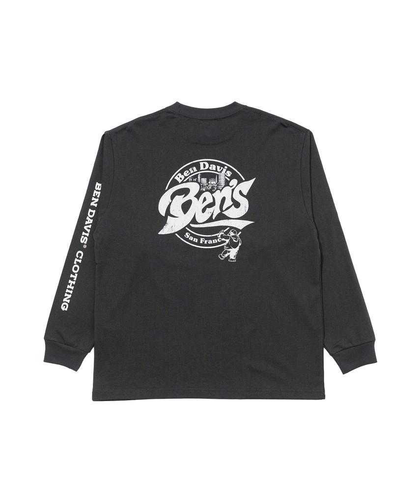 BEN DAVIS Circle Logo Long Sleeve T-Shirt Charcoal [Oversized]