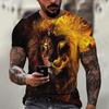 Summer Retro T-Shirt Animal Lion 3d Print Fashion Short Sleeve Top Elastic Oversized Clothing Sweatshirt Fitness T Shirt for Men