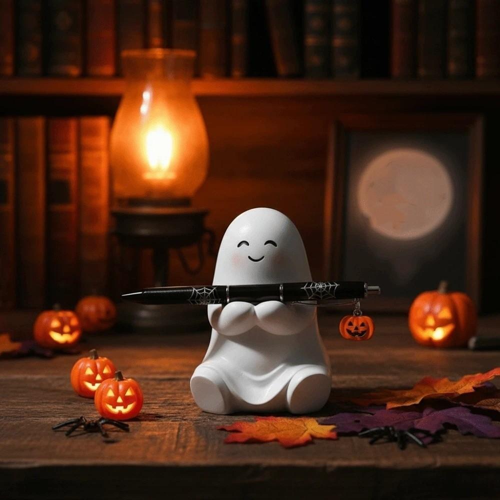 Resin Material Ghost Pen Holder Compact Size Spooky Pencil Stand Bookshelf Display