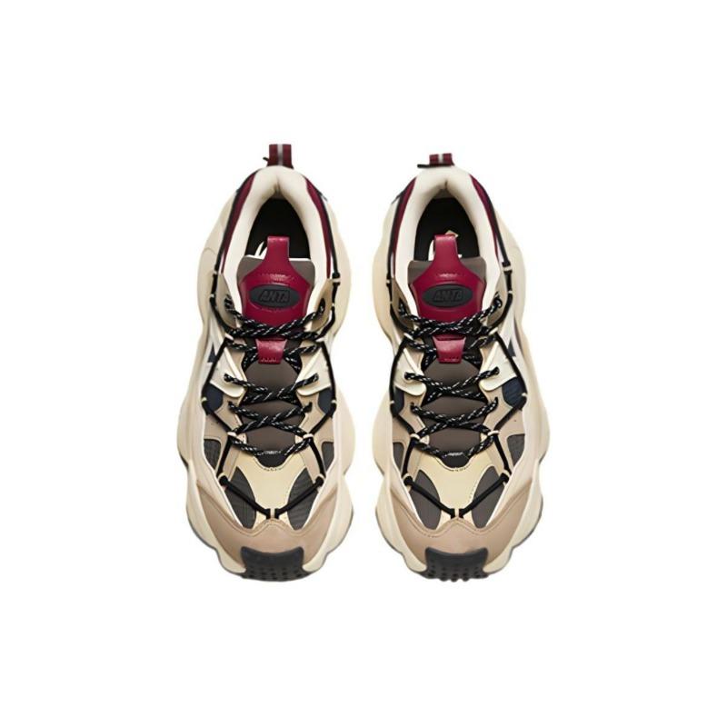 Anta Dicke Sohle Bequem Vielseitig Rutschfest Verschleißfest Niedrig geschnitten Väter-Sneaker Herren Sneaker Braun Weiß 112418853-4