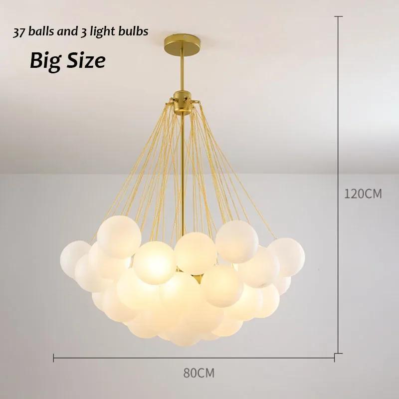 Minimalist Glass Chandelier Lighting 19/37 Balls Black Gold LED Hanging Pendant Lamp for Dining Room Living Decoration Fixtures