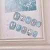 10 Pcs Handmade Cat Eye Blue Polka Dot Press On Nails Full Cover Fake Nails Stick On False Nail Tips