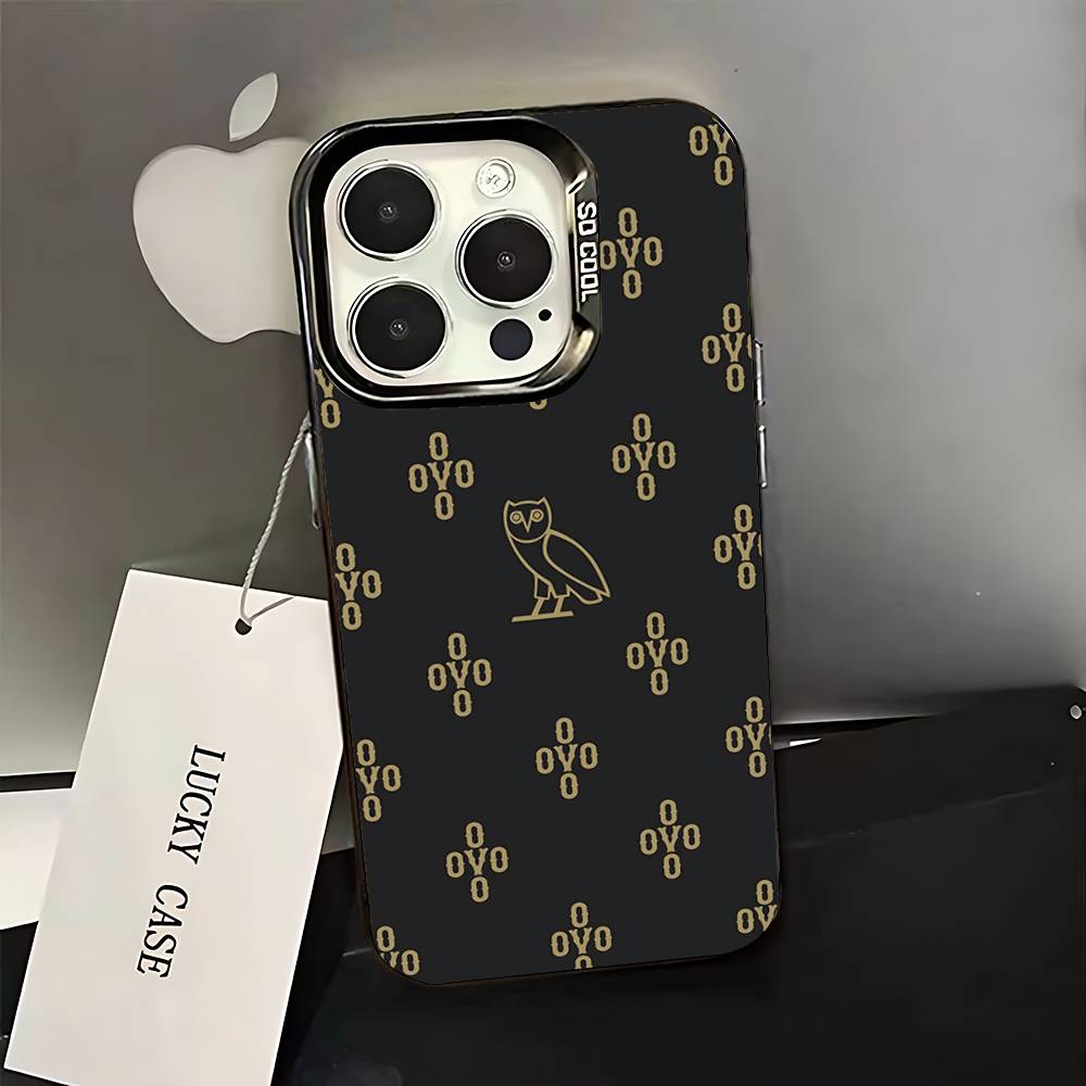 Custodia per Telefono D-Drake O-OvO OWL Per iPhone 16,15,14,13,12,11,Pro,XS,Max,Plus,Mini,SE Nera Caramellata Opaca Cover Antiurto
