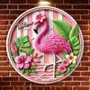 Pink Flamingo Round Metal Sign Wall Art for Women Bedroom Living Room Cafe Decor