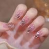 Yajie Na Aurora Pink Diamond Shiny Wearable Blush Fake Nails Stickers