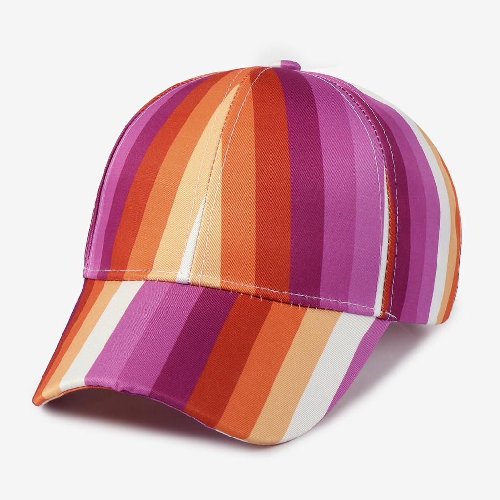 Unisex Rainbow Pattern Baseball Hat With Breathable Twill Fabric For Sun Protection