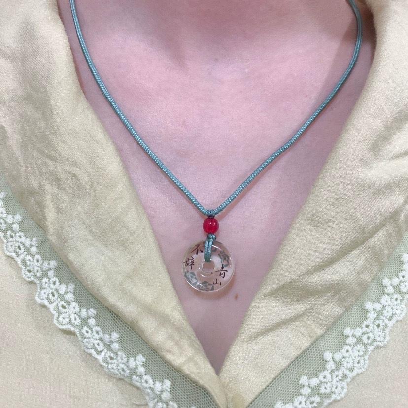 Original design Guochao Chinese character safety buckle necklace female antique design colorless washable necklace