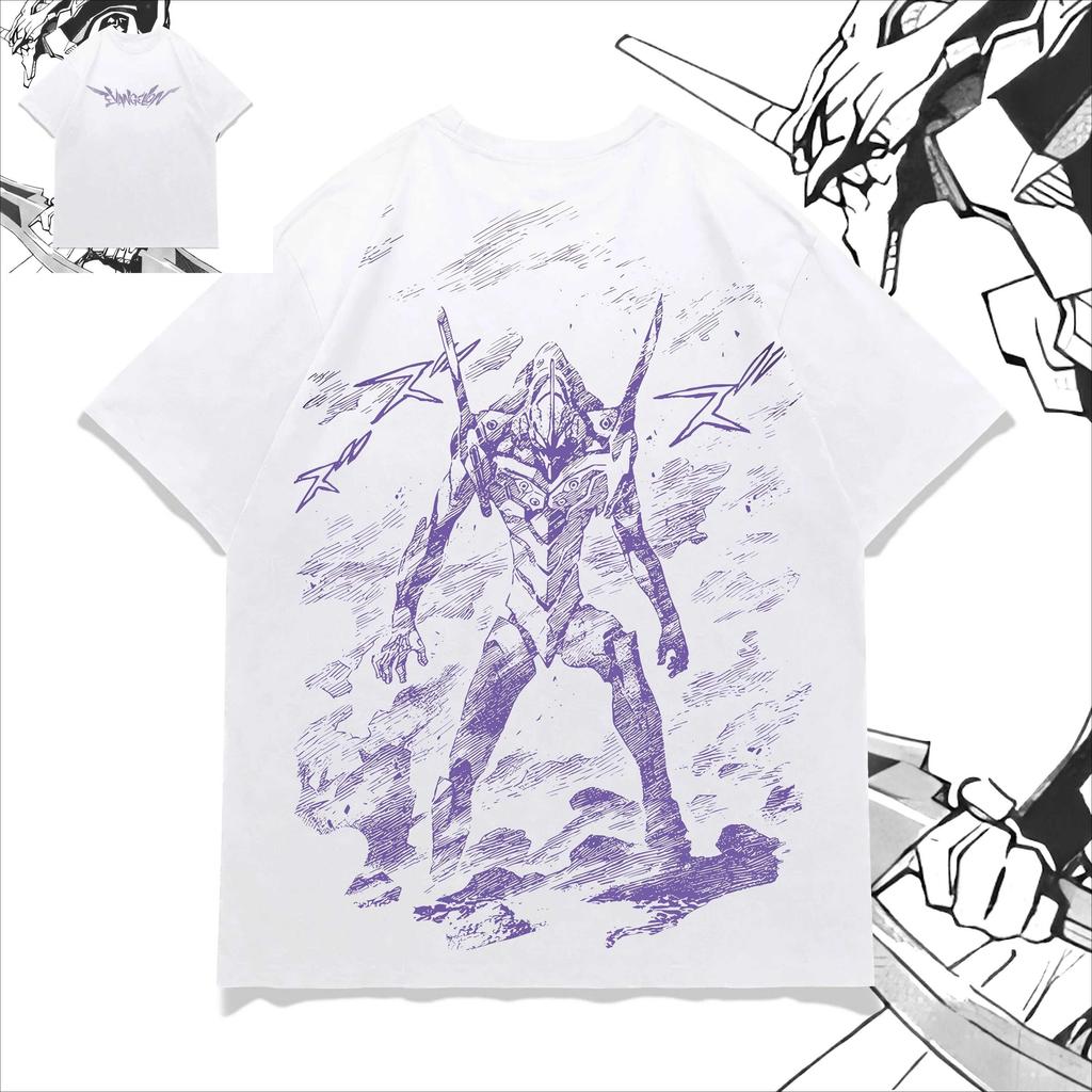 Hot Sale Anime Century Evangelion EVA Graphic Print Short Sleeve Summer New Tee Men Women Streetwear Hip Hop Harajuku Fashion Loose Oversized Top