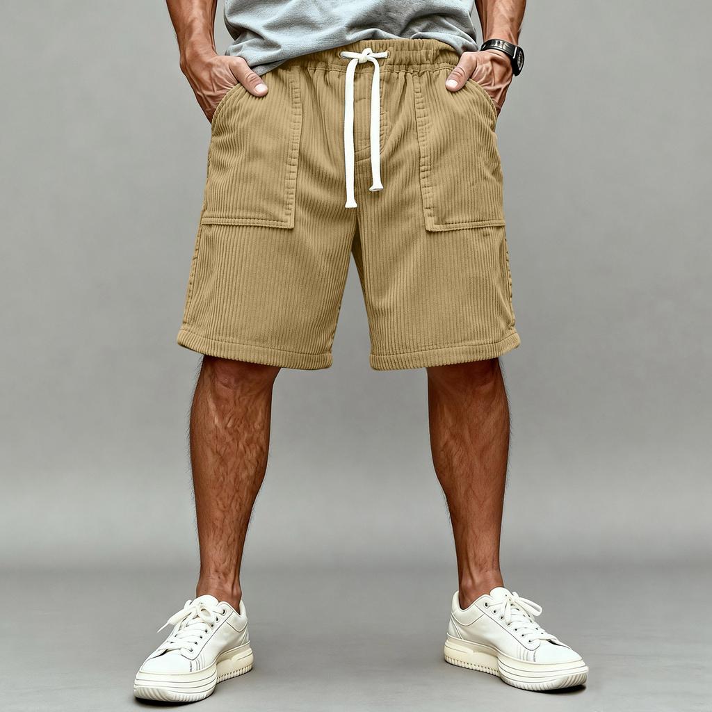 Men's -color Casual Corduroy Loose Five-inch Length Shorts - Men's Comfortable Sports Shorts