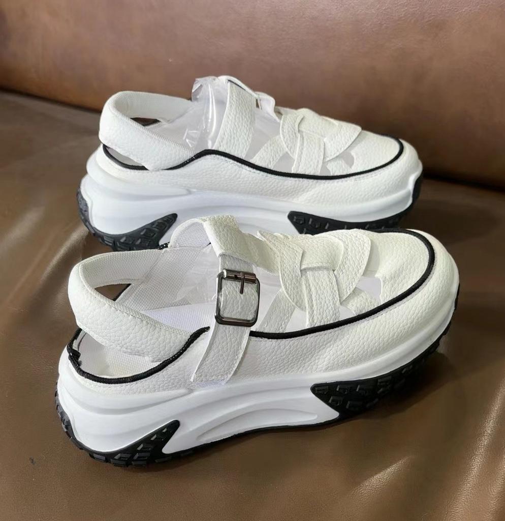 2024 Summer Women's Shoes Platform-soled Wedge-heeled Sandals Hollowed Out To Increase Business Korean Version of Fashion Roman Back Empty Mother Drag