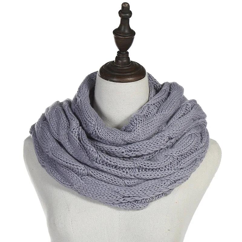 

Новый женский однотонный шерстяной шарф-снуд с косами, зимний утеплитель для шеи, воротник-хомут, круглые шарфы AC041 One Size
