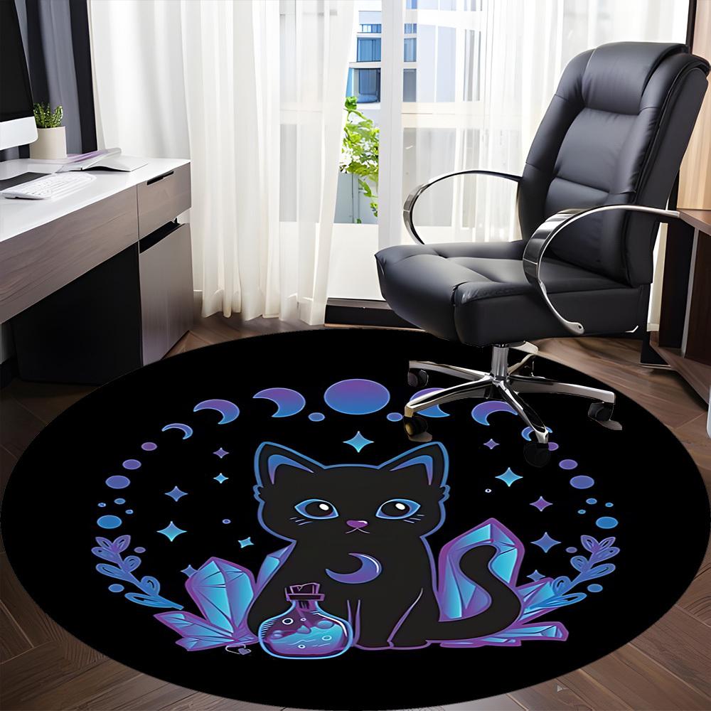 1 Stück Mondstein Katze Büro Runder Teppich, Unter Bürostühlen Schlafzimmer Wohnzimmer Heimdekoration, Raumdeko, In Verschiedenen Größen Erhältlich 204