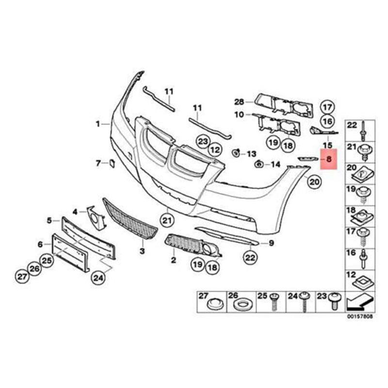 

51117134097 For-BMW 3 Series E90 E90N E91 LCI ert Bracket Mounting Bumper Front Silver Right