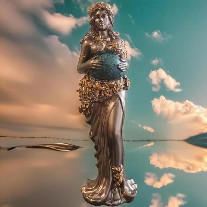 Earth Goddess Gaia 22cm Resin Sculpture Statue Greek Mythology Decor Handmade Mother Nature Figurine Home Altar Collectible Art