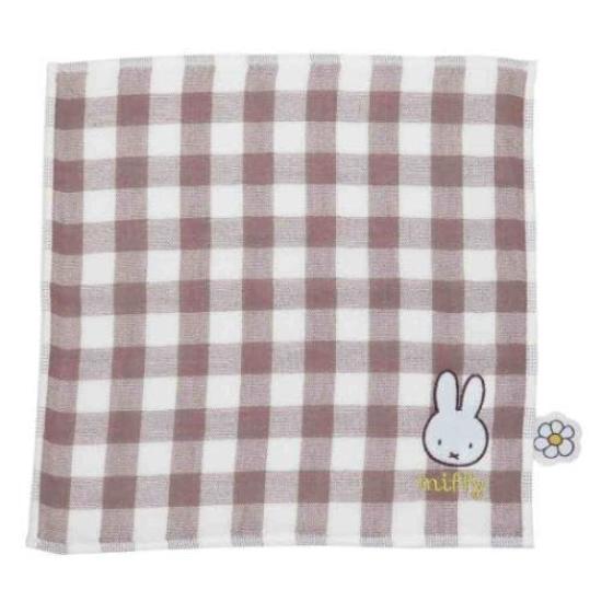 Marimo Craft Miffy Strawberry Chocolate Gauze Gingham W25 x & Towel, Brown, H25cm, DBM-2133