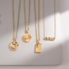  Korean Style Shiny Cubic Zirconia Square Pendant Necklace Women 18k Golden Plated Stainless Steel Fashion Jewelry