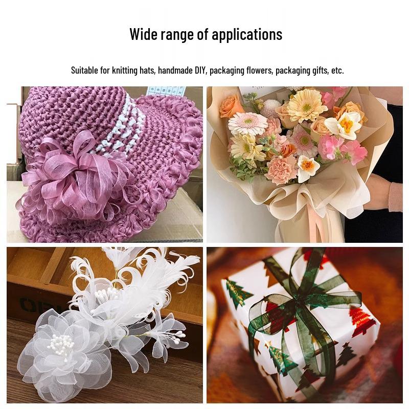 1.5cm Transparent Snow Yarn Ribbon for Gift Wrapping, DIY Crafts, Hair Accessories, and Chiffon Projects.