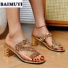 Fashion PVC Transparent Women High Heels Slippers Crystal Sandals Elegant Open Toe Shoes Flip Flops 2025 Summer Dress Slides Mujer Pumps