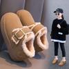 Girls Cotton Shoes 2025 Winter New Versatile Velvet Girls Birkenstock Shoes Children's Warm Fluffy Shoes Snow Cotton