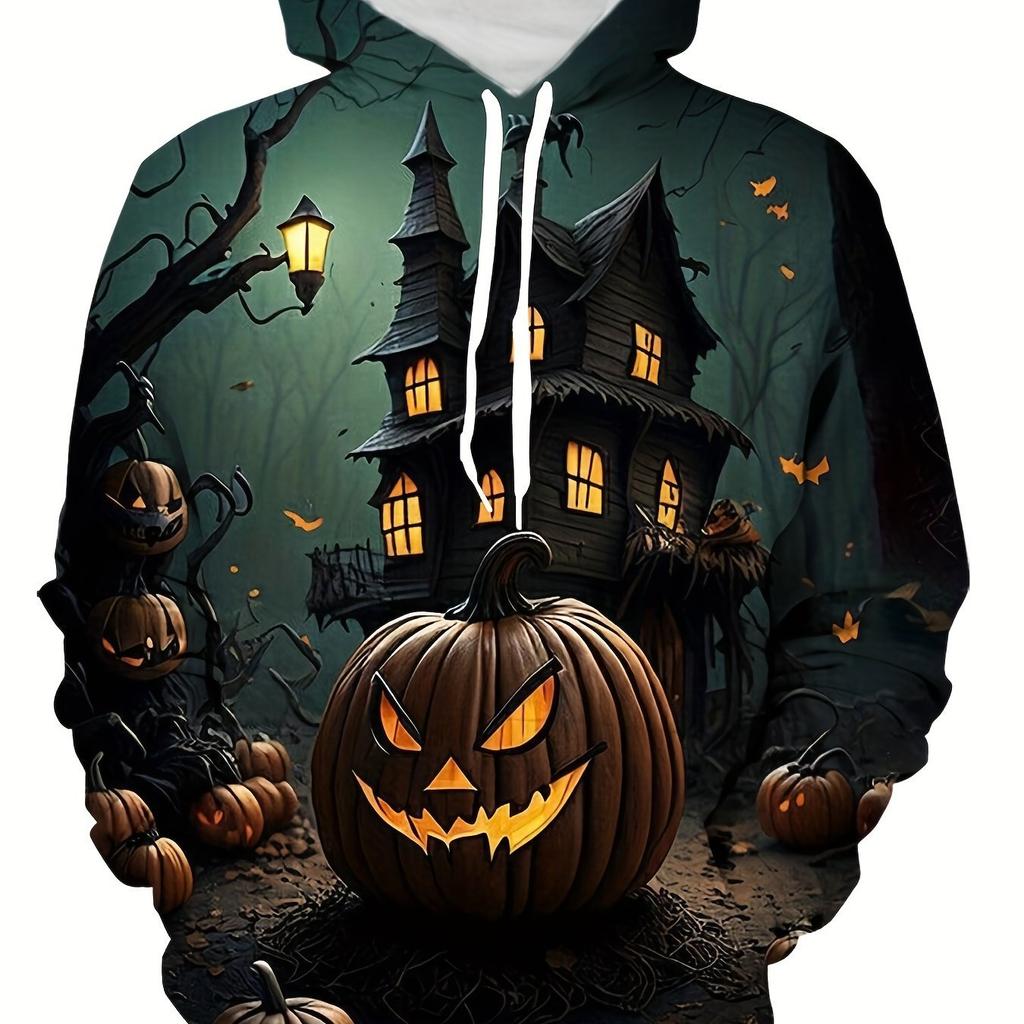 Autumn 3D Fun Pumpkin Pattern Printed Hoodies Fashionable Casual Sports Long Sleeved Men's Hooded Sweatshirts