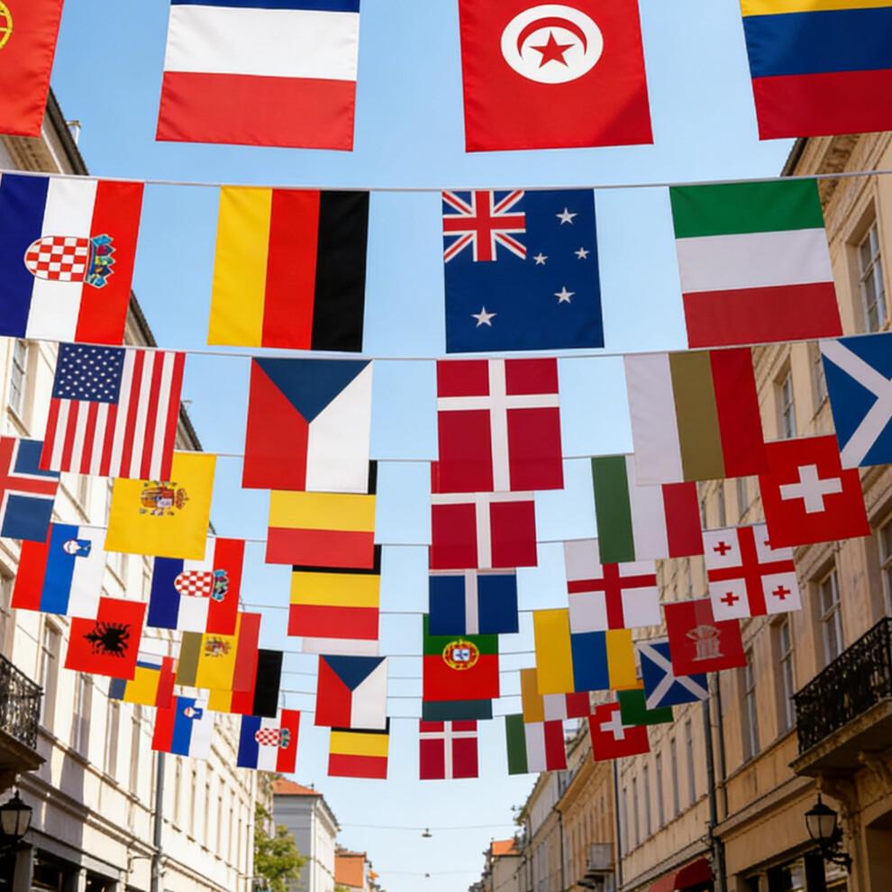 Weltmeisterschaft Flaggenkette, 2026 Weltmeisterschaft Dekorationen, 50ft/15m Welt