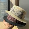 Elegant Retro Straw Hat Women's Summer Sun Protection Hat Printed Sun Hat Vacation Straw Top Hat