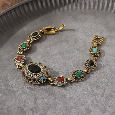 Pulsera Geométrica de Estrella de Pedrería Estilo Palacio Retro para Mujer Joyería de Lujo Adecuada para Decoración de Fiesta y Banquete