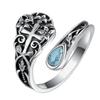 Elegant Adjustable Women's Cross Ring with Teardrop Turquoise - Versatile Hand Jewelry