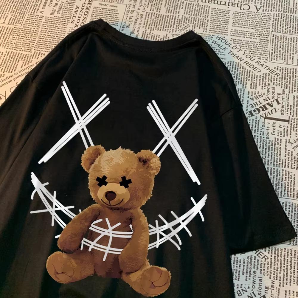 Uvězněný medvěd hnědý vzor Muži Ženy Tričko Pár Kvalitní Trička Léto Volné Tričko Oblečení Vintage Bavlna Pár