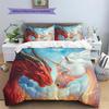 Dragon and unicorn  Pattern Bedding Quilt Set Quilt Cover Pillowcase Home Decoration  Gift (1 * duvet cover + 2 * pillowcase, without core)