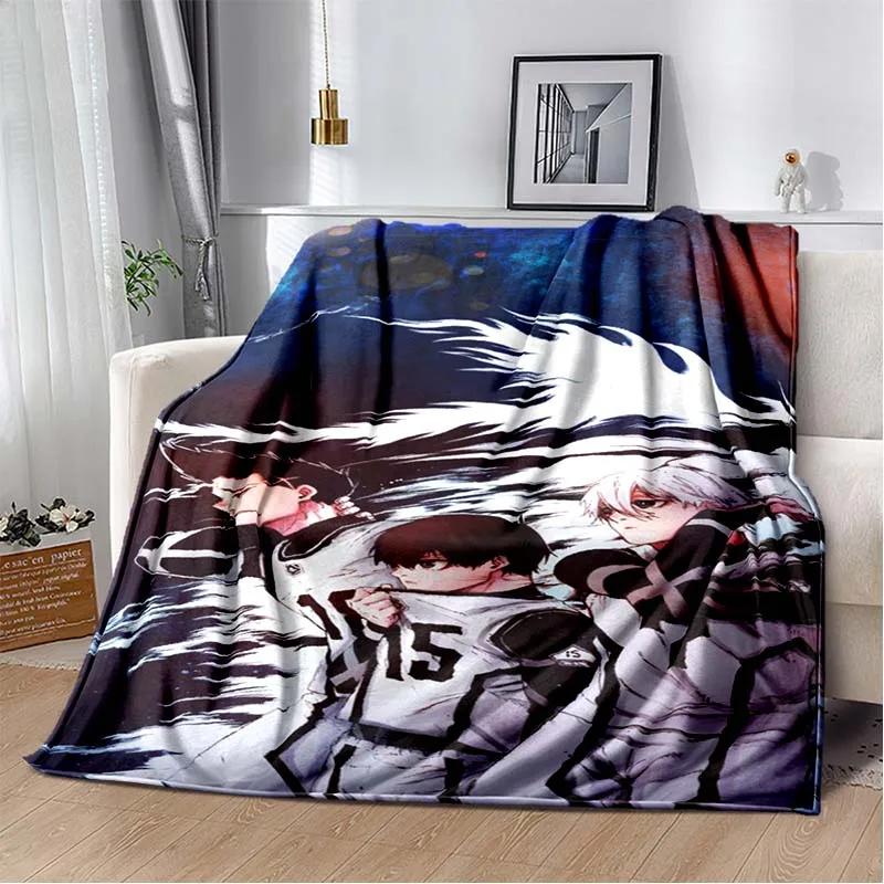 Japanese Cartoon Anime Blue Lock Flannel Throw Blanket Adult Kid Winter Warm Blanket for Bedroom Living Room Sofa Travel Picnic