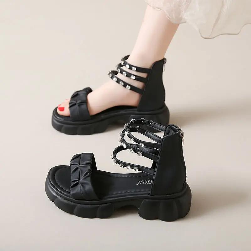 

Модные сандалии на молнии в римском стиле для женщин Роскошные 2025 Оригинал в продаже Лучшая женская обувь Новые дышащие модные летние сандалии Распродажа 40