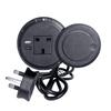 Desktop Socket Multifunctional UK Socket with USB Type-C Recessed Desktop Plug Round Socket