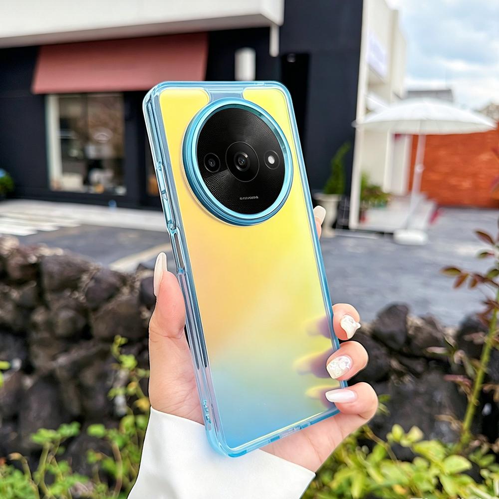 KEYSION Fashion Laser Gradient Colorful Phone Case for Xiaomi Redmi A3 A3X Soft TPU+PC Shockproof Back Cover for Xiaomi POCO C61
