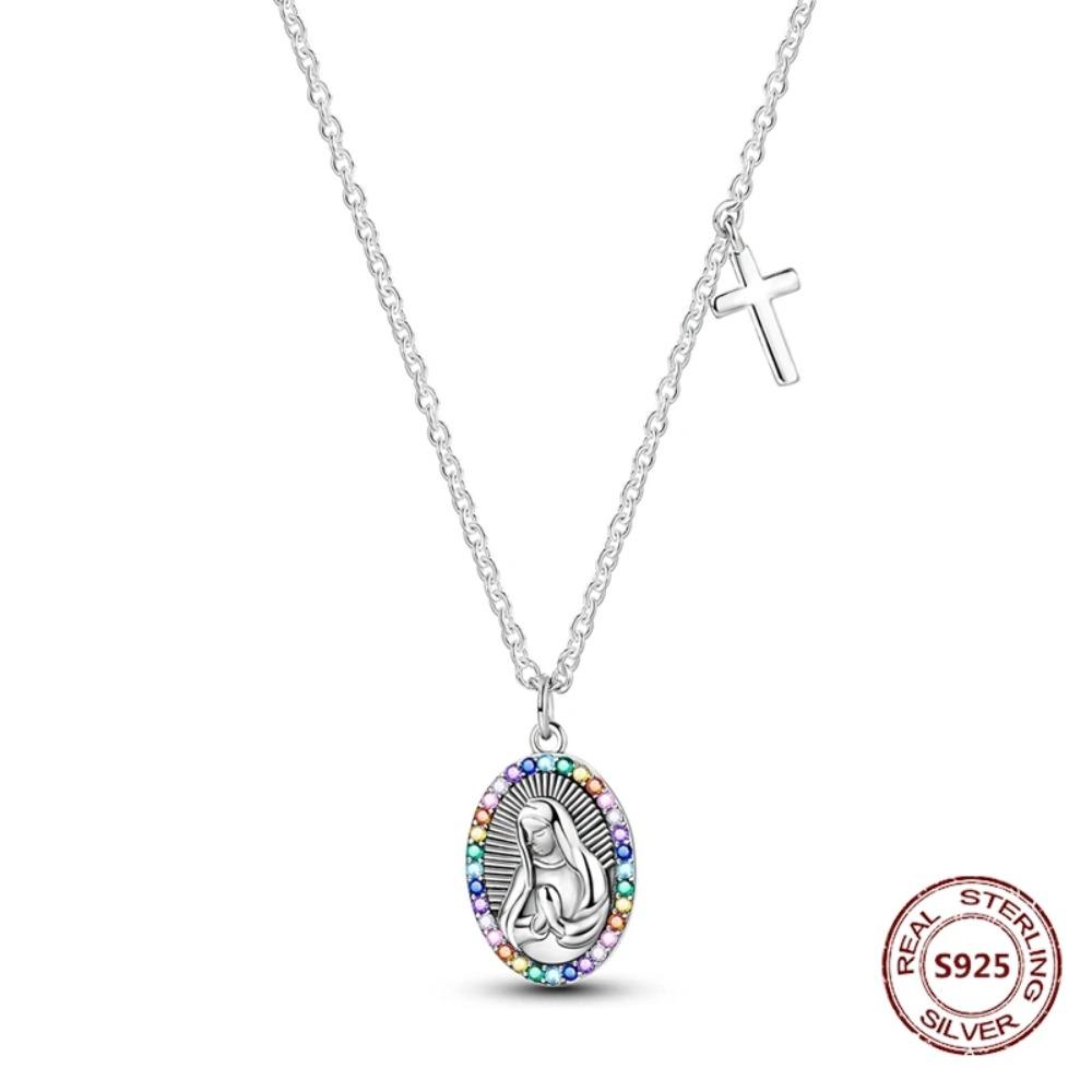 925 Silver Lucky Unicorn Necklace with Butterfly Firefly Bear Paw Print Zircon Chain Link Heart Jewelry for Women