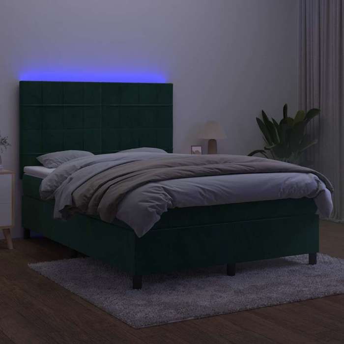 Maison Exclusive - Sommier à lattes de lit matelas et LED Vert foncé 140x190 cm