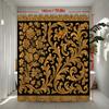 Golden Baroque Floral Shower Curtain Black Background Luxury Ornate Design Royal Palace Style Decor Waterproof Quick Setup