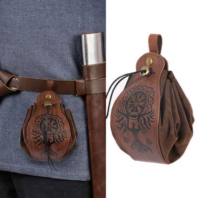 PU Leather Dice Bag Dice Rolling Tray Vintage Waist Bag Coin Purse for RPG-Dice DND-Dice Bag Drawstring Slingshots Pouch