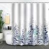Green Plant Waterproof and Mildew-proof Polyester Bathroom Shower Curtain Shower Curtain Partition Curtain Free of Punching