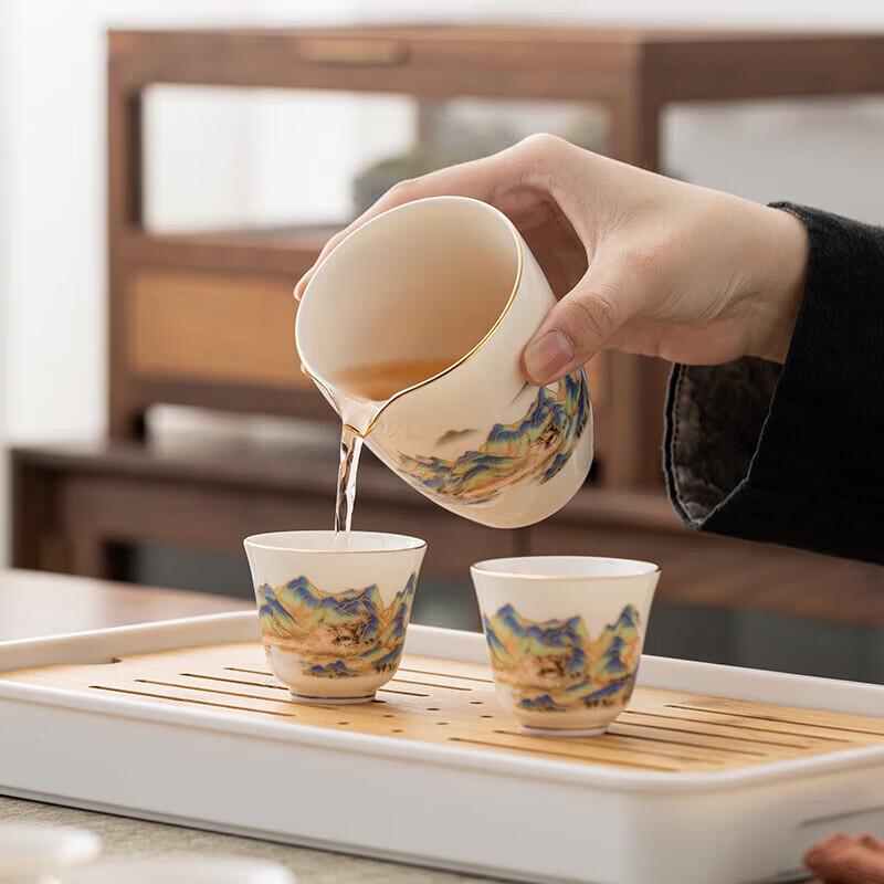 Changshengyuan Portable White Porcelain Travel Tea Set - Thousand Miles Landscape