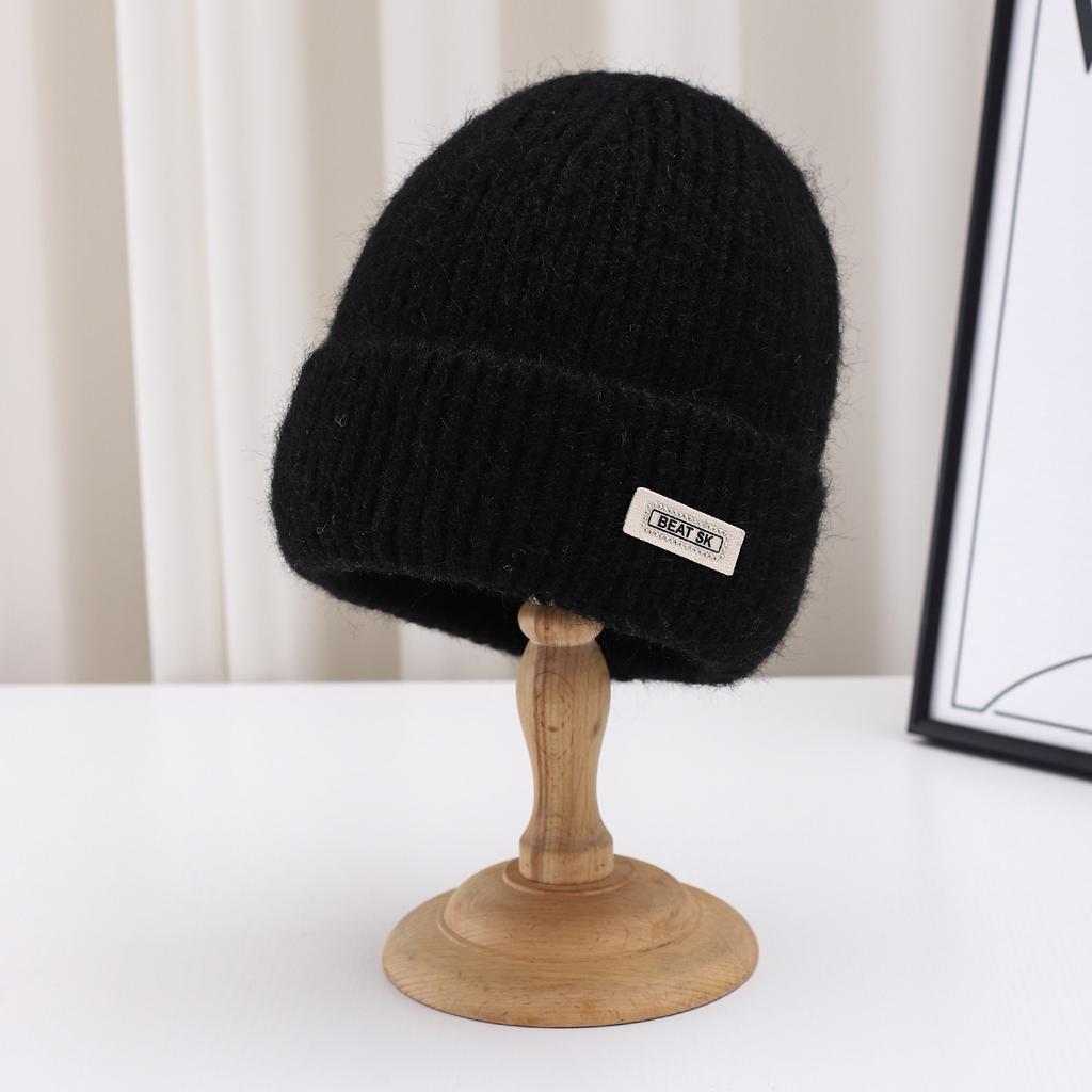 Small Face Warm Wool Hat Female Tide Autumn And Winter Versatile Letter Men Thickened Knitted Hat Cold Hat