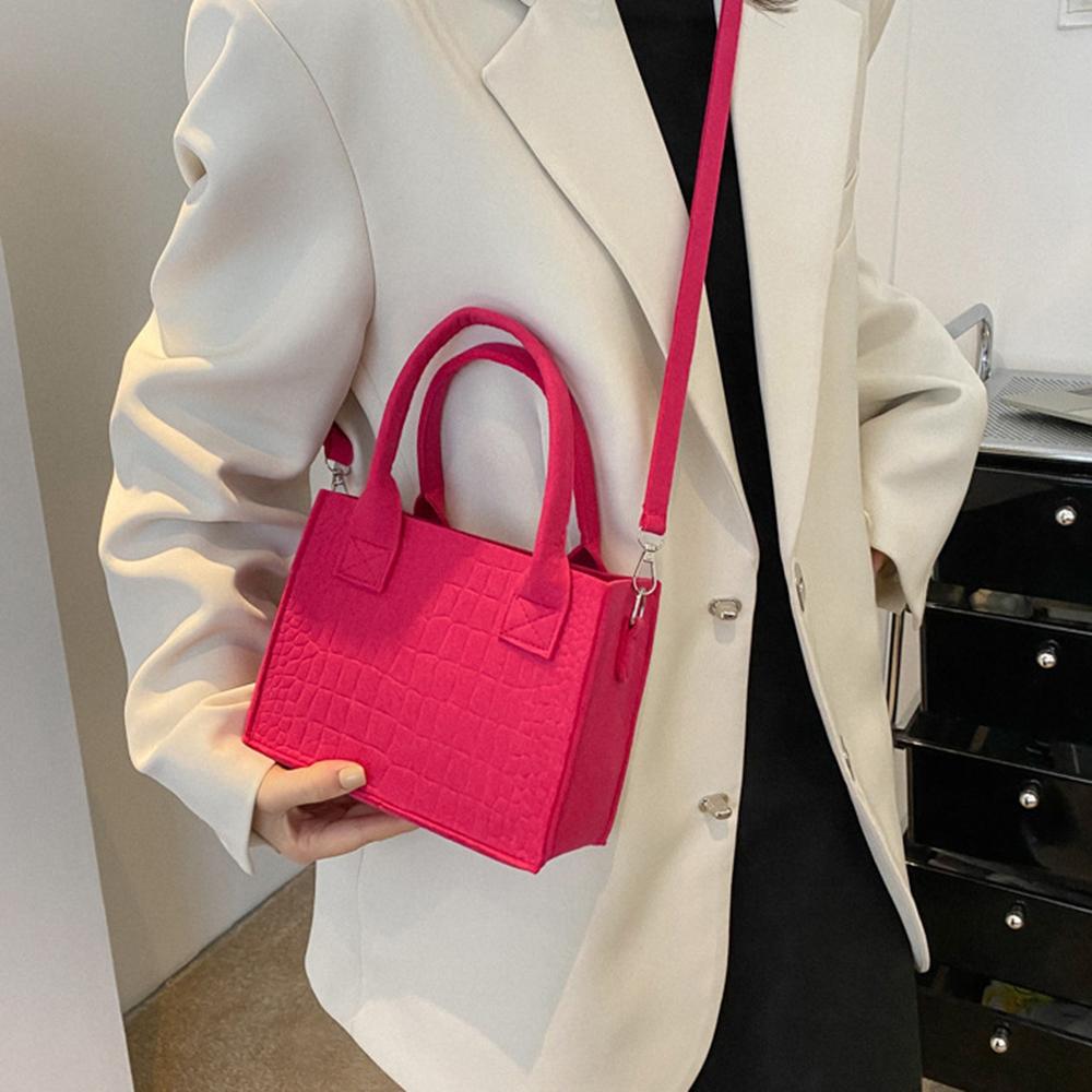Women Felt Square Bag Fashion Shoulder Bag New Trendy Handbag Simple Totes Bags