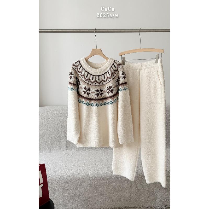 8 Жаккардовый женский костюм-пижама с полусторонним велюром зимний новый велюровый утепленный домашний одежда ленивый average size (90-70kg)