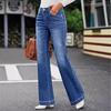 Pantalon en jean classique pour femme, polyvalent, taille haute, à la mode