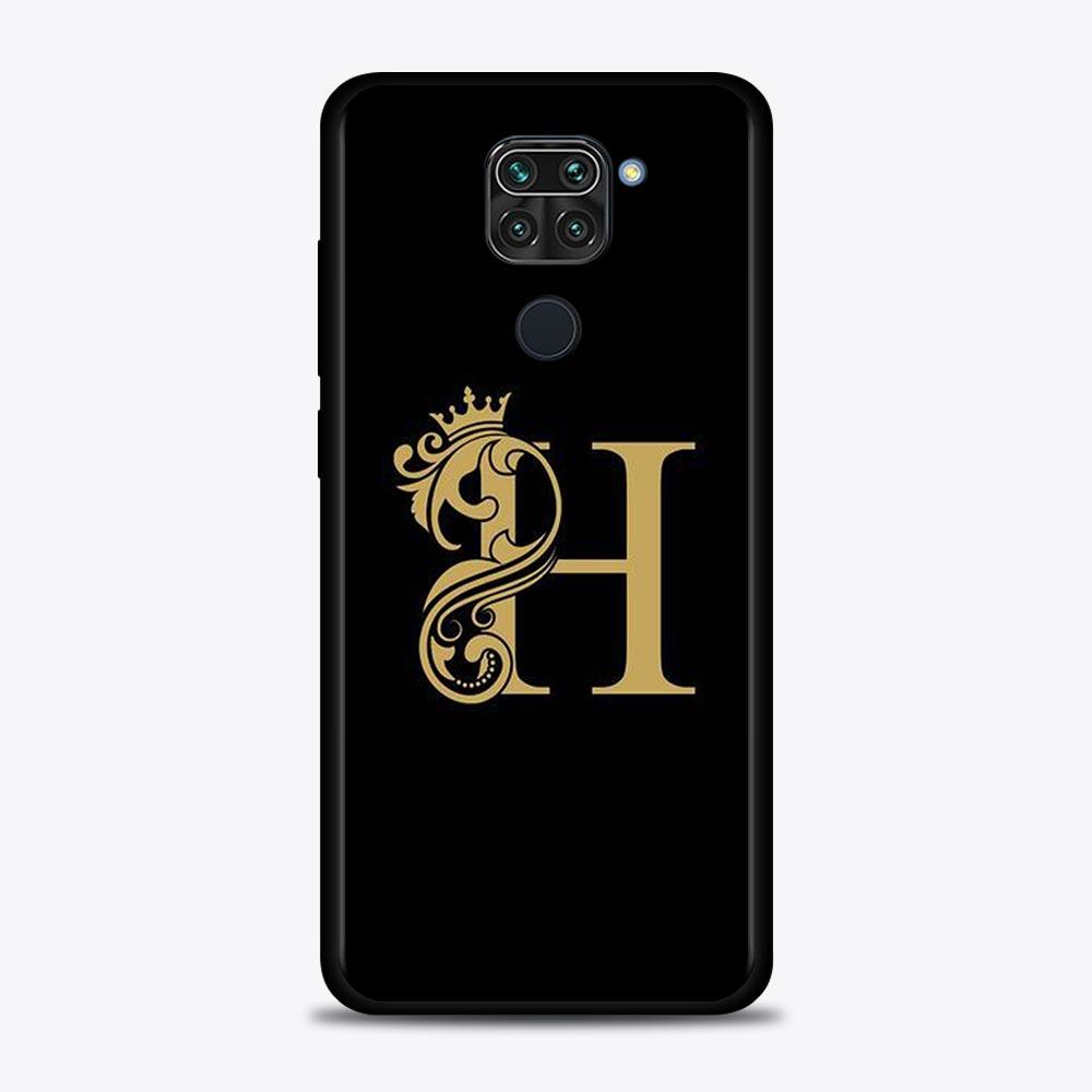 Shell For Xiaomi Redmi Note 11 10 9 8 7 Pro Max 9T 8T 9S Case for Redmi 10 9 8 9C 9A 8A 7A Luxury Golden yellow Crown Letter A-Z